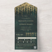 Enchanted Garden Emerald Gold Fairy Forest Wedding All In One Einladung (Innen Boden)