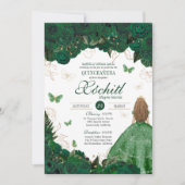 Enchanted Garden Emerald Green Quinceanera Einladung (Vorderseite)