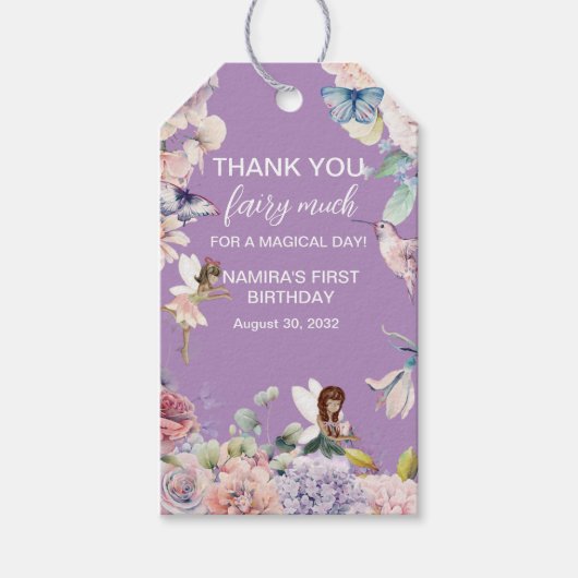 Enchanted Garden Fairy Birthday Favor Geschenkanhänger (Vorderseite)