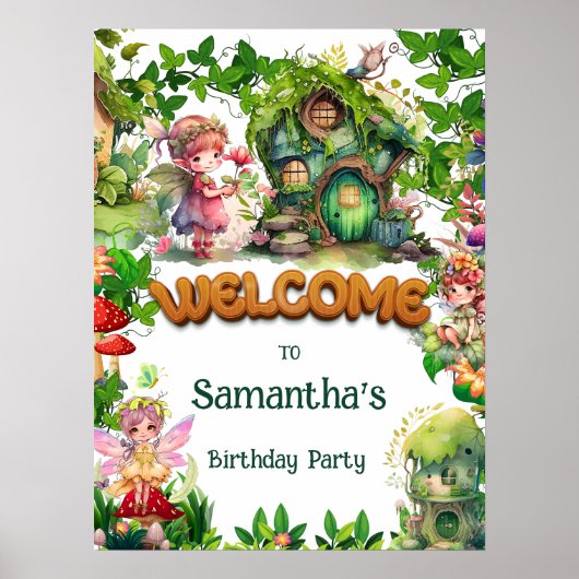 Enchanted Garden Fairy Birthday Welcome Poster (Vorne)