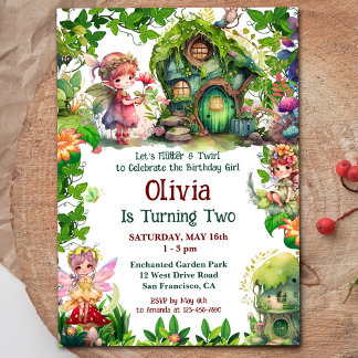 Enchanted Garden Fairy Birthday Woodland Einladung