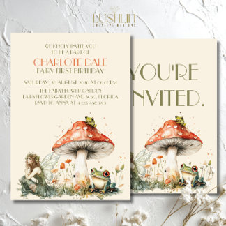 Enchanted Garden Fairy Erster Geburtstag Einladung