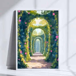 Enchanted Garden | Floral Arch Watercolor Painting Poster