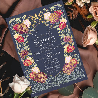 Enchanted Garden Floral Sweet 16 Geburtstag Einladung