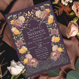 Enchanted Garden Floral Sweet 16 Geburtstag Einladung