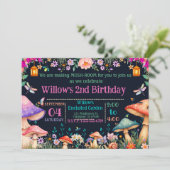 Enchanted Garden Mushroom Birthday Party Invite Einladung (Stehend Vorderseite)