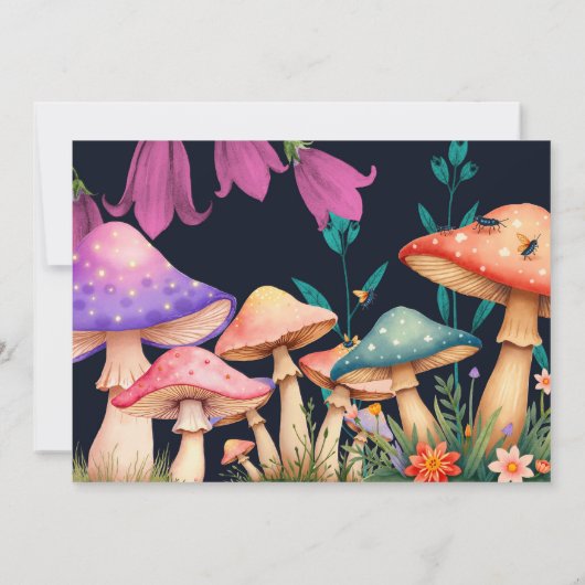 Enchanted Garden Mushroom Birthday Party Invite Einladung (Rückseite)