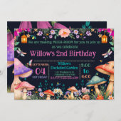 Enchanted Garden Mushroom Birthday Party Invite Einladung (Vorne/Hinten)