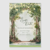 Enchanted Garden String Lights Save the Date Magnetkarte (Vorderseite)