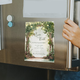 Enchanted Garden String Lights Save the Date Magnetkarte
