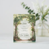 Enchanted Garden String Lights Wedding Details Begleitkarte (Stehend Vorderseite)