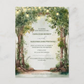Enchanted Garden String Lights Wedding Invitation Einladungspostkarte (Vorderseite)