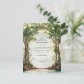 Enchanted Garden String Lights Wedding Invitation Einladungspostkarte (Stehend Vorderseite)