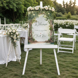 Enchanted Garden String Lights Wedding Welcome Poster