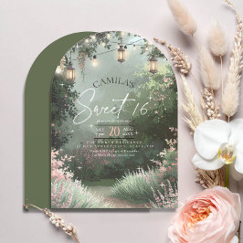 Enchanted Garden Sweet 16 Pink Arch ID1163 Einladung