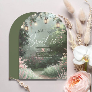 Enchanted Garden Sweet 16 Pink Arch ID1163 Einladung