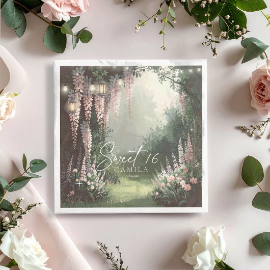 Enchanted Garden Sweet 16 Pink ID1163 Serviette