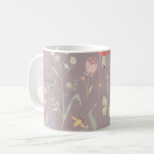 Enchanted Garden Wildflower Butterfly Whimsical Kaffeetasse (Vorderseite Links)