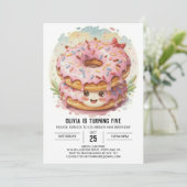 Enchanted Girly Donuts Birthday Einladung (Stehend Vorderseite)