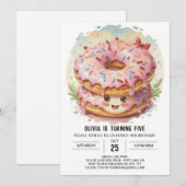 Enchanted Girly Donuts Birthday Einladung (Vorne/Hinten)