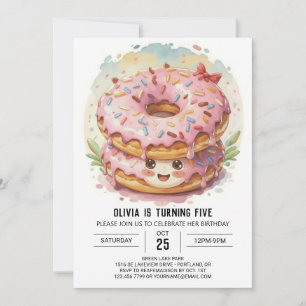 Enchanted Girly Donuts Birthday Einladung