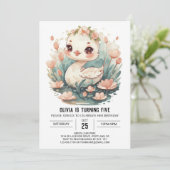 Enchanted Girly Swan Bird Geburtstag Einladung (Stehend Vorderseite)