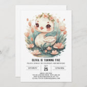 Enchanted Girly Swan Bird Geburtstag Einladung (Vorne/Hinten)