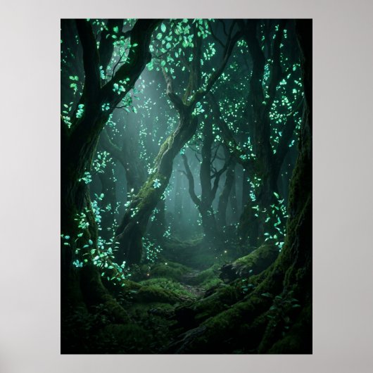 Enchanted Glowing Forest Fantasy Art Poster (Vorne)
