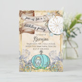 Enchanted Gold Cinderella Fairy Tale Einladung (Stehend Vorderseite)