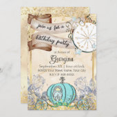 Enchanted Gold Cinderella Fairy Tale Einladung (Vorne/Hinten)