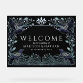 Enchanted Gothic Raven Wedding Welcome Black Acrylschild (Vorderseite)