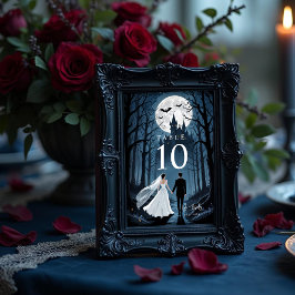 Enchanted Gothic Spooky Wedding Couple Forest Tischnummer