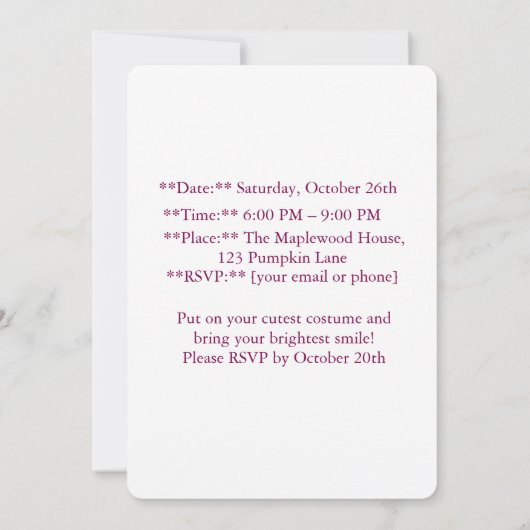 Enchanted Halloween Night Invitation Card Einladung (Rückseite)