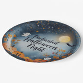 Enchanted Halloween Night Paper Plate – Cute Ghost Pappteller (Schrägansicht)