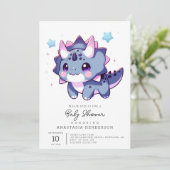 Enchanted Happy Dinosaur Baby Shower Einladung (Stehend Vorderseite)