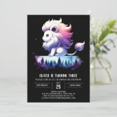 Enchanted Happy Lion Birthday Einladung (Stehend Vorderseite)