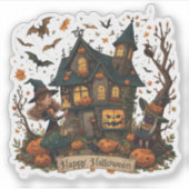 Enchanted Haunted House Halloween Aufkleber (Vorderseite)
