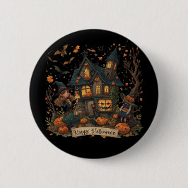 Enchanted Haunted House Halloween Button
