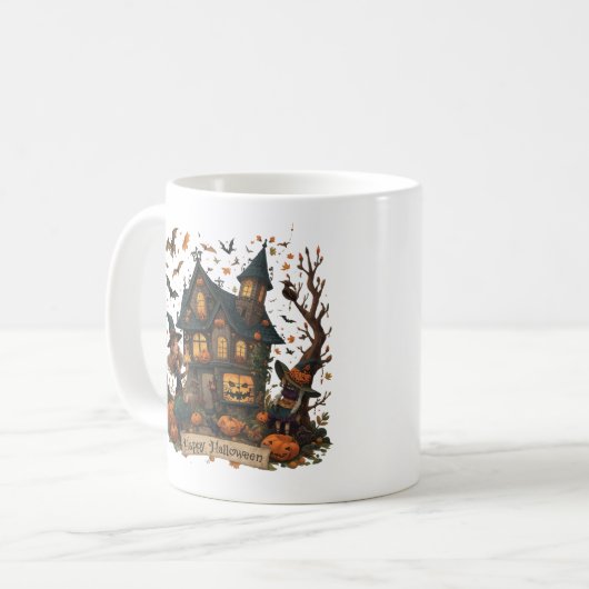 Enchanted Haunted House Halloween Kaffeetasse (Vorderseite Links)
