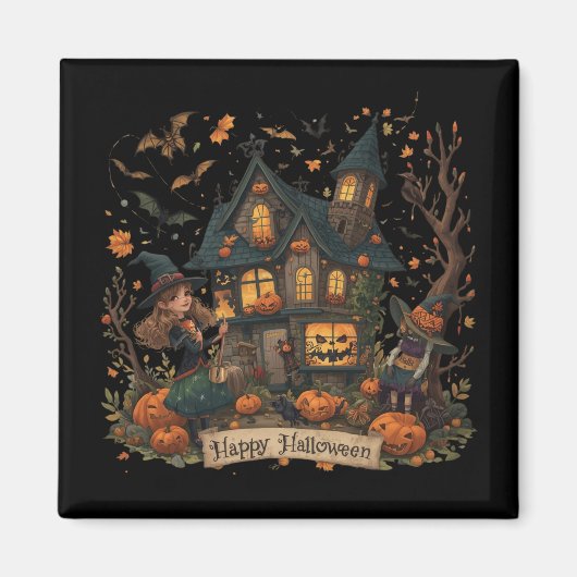 Enchanted Haunted House Halloween Magnet (Vorne)