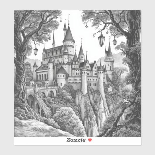 Enchanted Ink Dreams: Black & White Fairy Tale  Aufkleber (Blatt)
