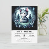 Enchanted Jungle Wolf Birthday Einladung (Stehend Vorderseite)