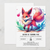 Enchanted Kids Fox Birthday Einladung (Vorne/Hinten)