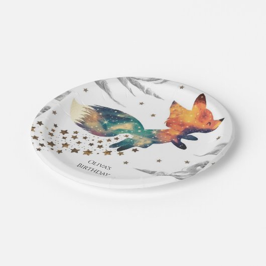 Enchanted Kids Fox Birthday Pappteller (Schrägansicht)