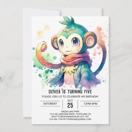 Enchanted Kids Monkey Birthday Einladung (Vorderseite)