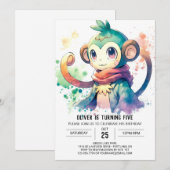 Enchanted Kids Monkey Birthday Einladung (Vorne/Hinten)