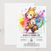 Enchanted Kids Monkey Birthday Einladung (Vorne/Hinten)