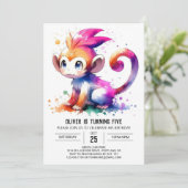 Enchanted Kids Monkey Birthday Einladung (Stehend Vorderseite)