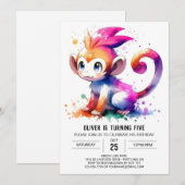 Enchanted Kids Monkey Birthday Einladung (Vorne/Hinten)