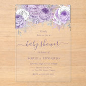 Enchanted Lavender Baby Shower Acryleinladungen (Vorderseite)